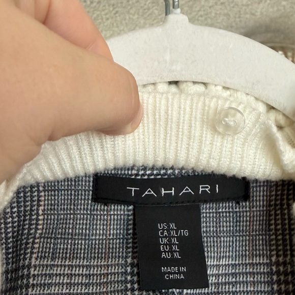 Gray Tahari Plaid Women's Blazer with White Hoodie/sweater - Picture 2 of 8